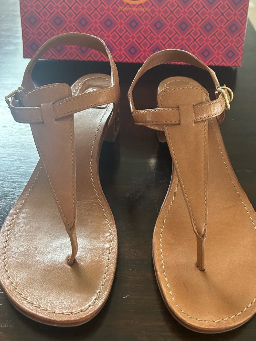 Tory Burch brown leather Audra 45mm Sandal  Sz 10